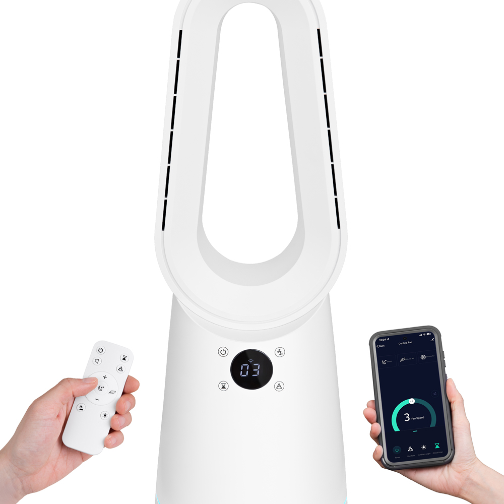 Russell Hobbs White Smart Oscillating Bladeless Cooling Fan with Remote Image 2