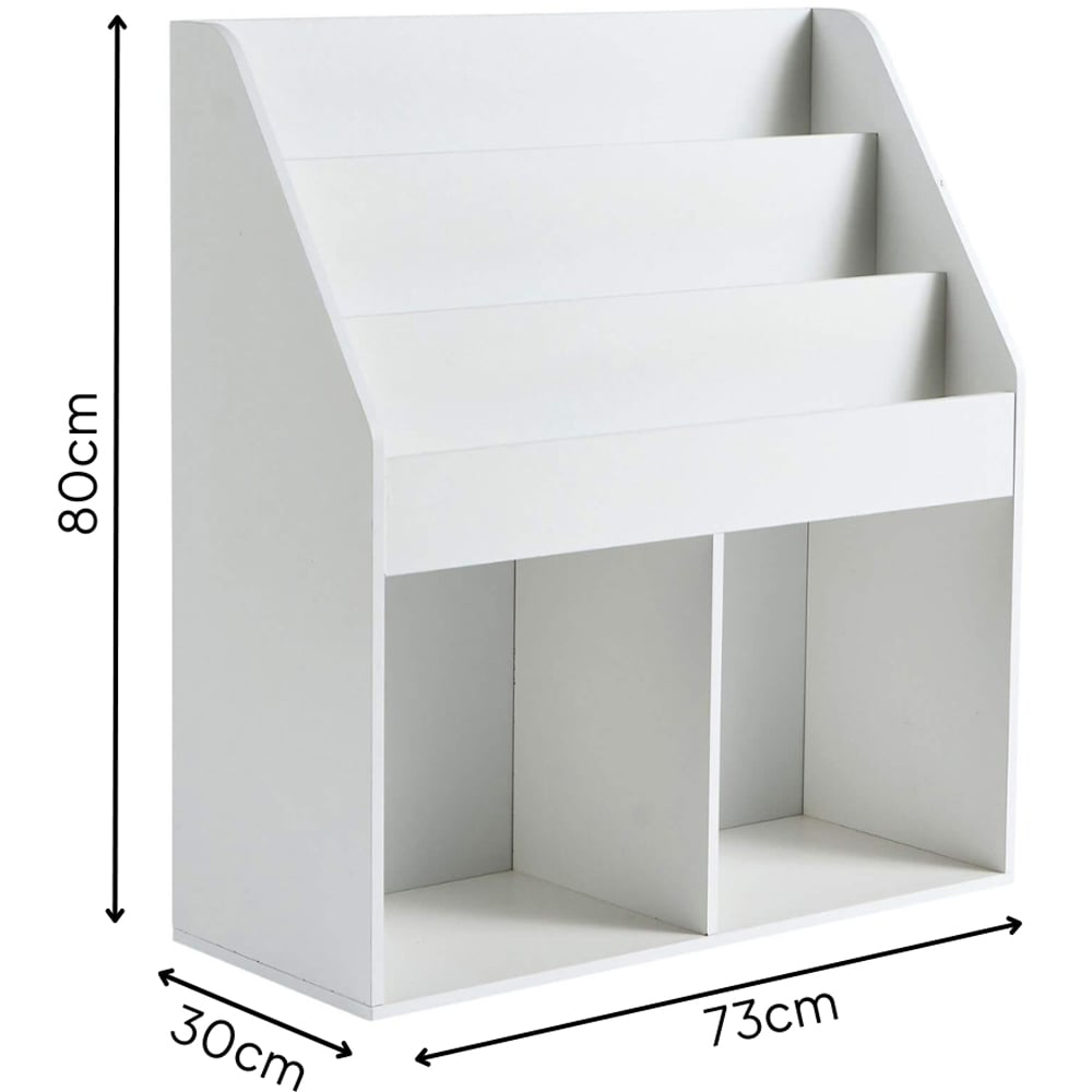 Home Source Coco 3 Shelf 2 Cube Kids White Bookcase Image 6