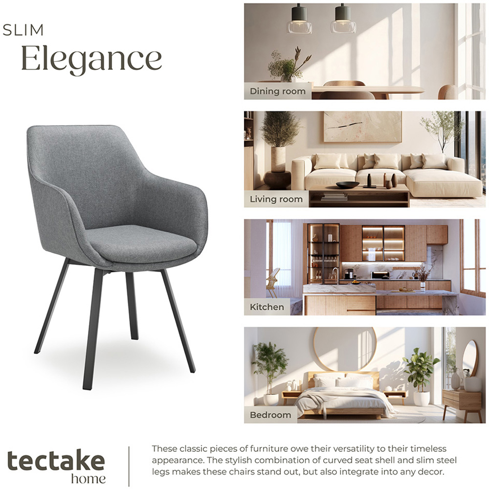 tectake Alicon Set of 4 Anthracite Dining Chair Image 7
