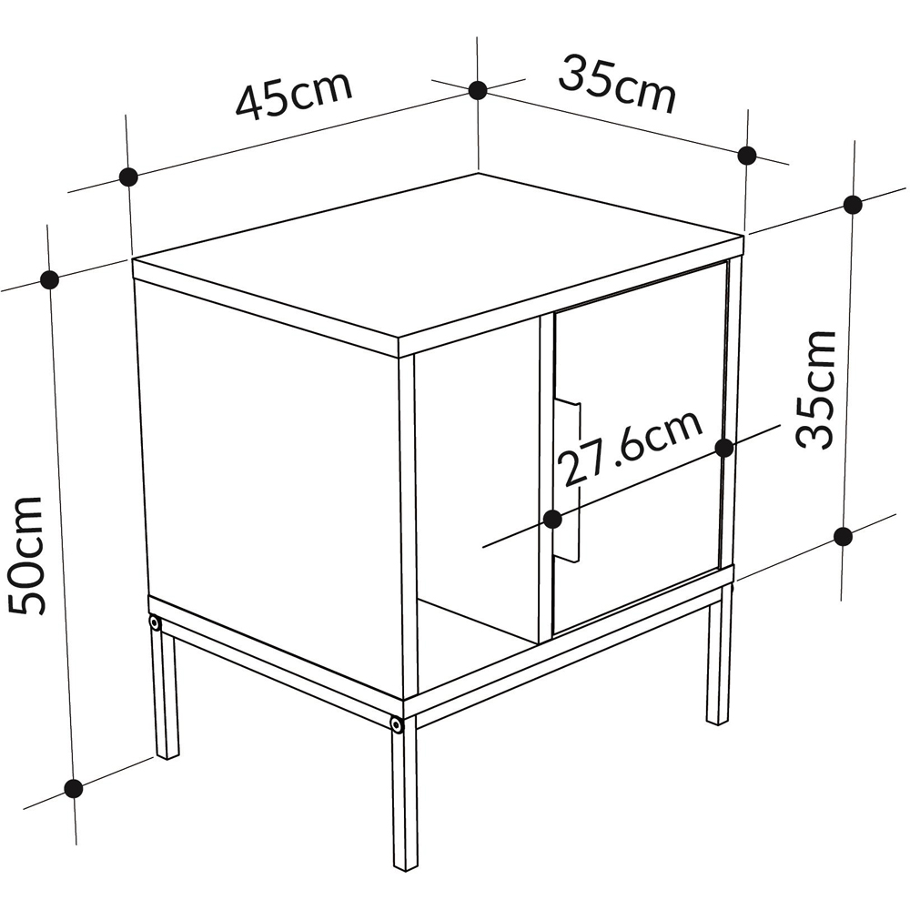 Decortie Glynn Single Door Ash Green Bedside Cabinet Image 7