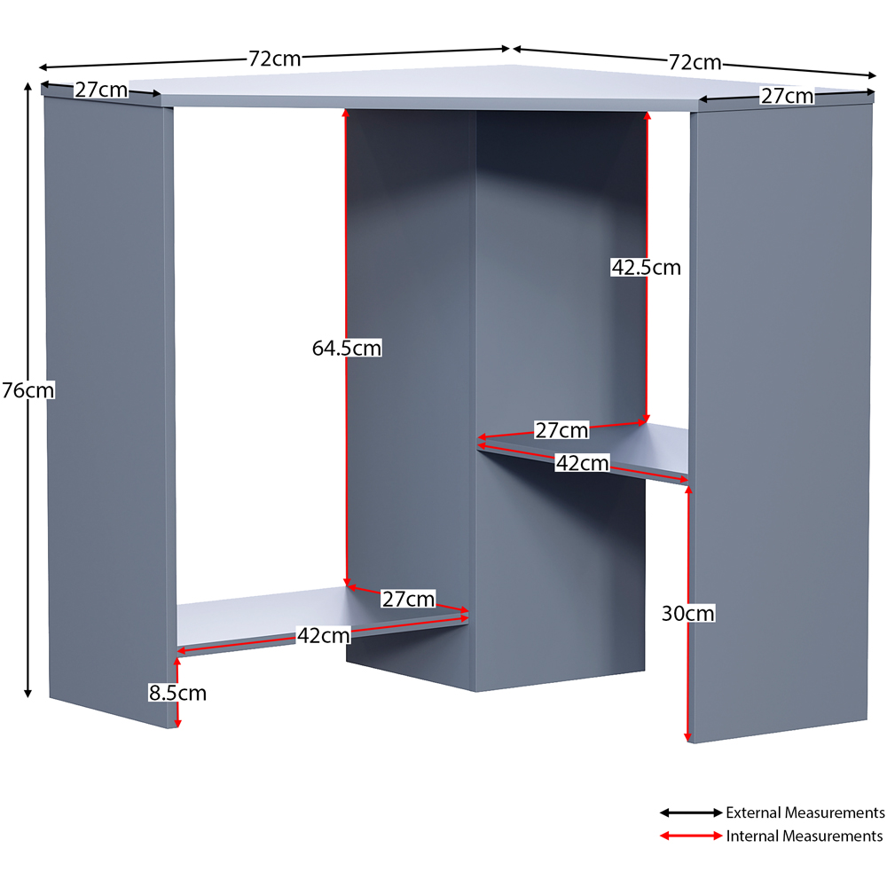 Vida Designs Hetton Corner Computer Desk Grey Image 5
