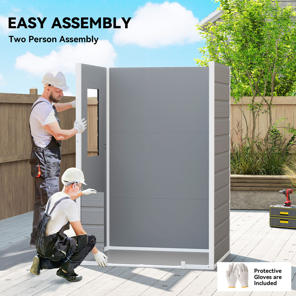Outsunny 4 x 3ft Light Grey Apex Small Garden Shed with Built-In Floor Image 6
