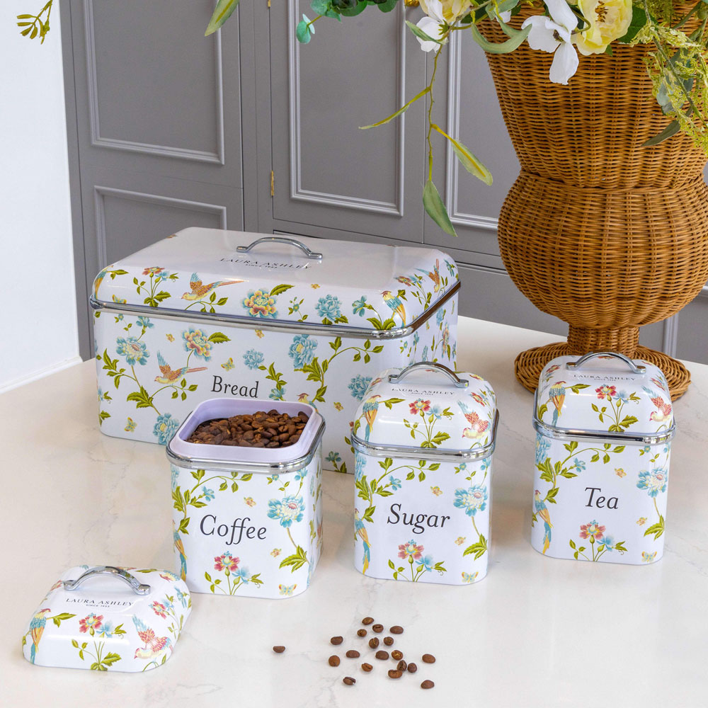 Laura Ashley White Floral Bread Bin Image 4
