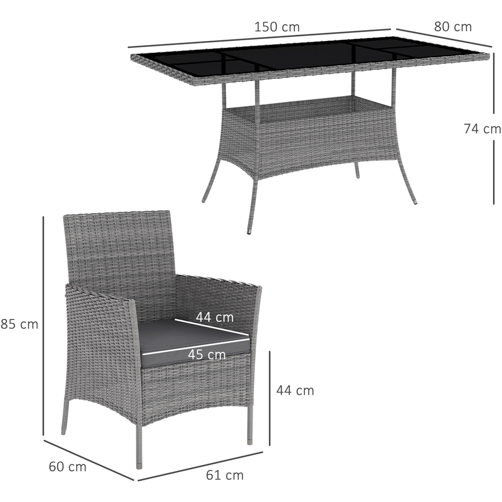 Outsunny 6 Seater Rattan Dining Set Grey Image 7