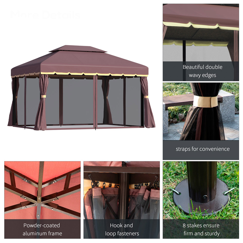Gazebo Canopy Pavilion Patio Tent Coffee Image 5