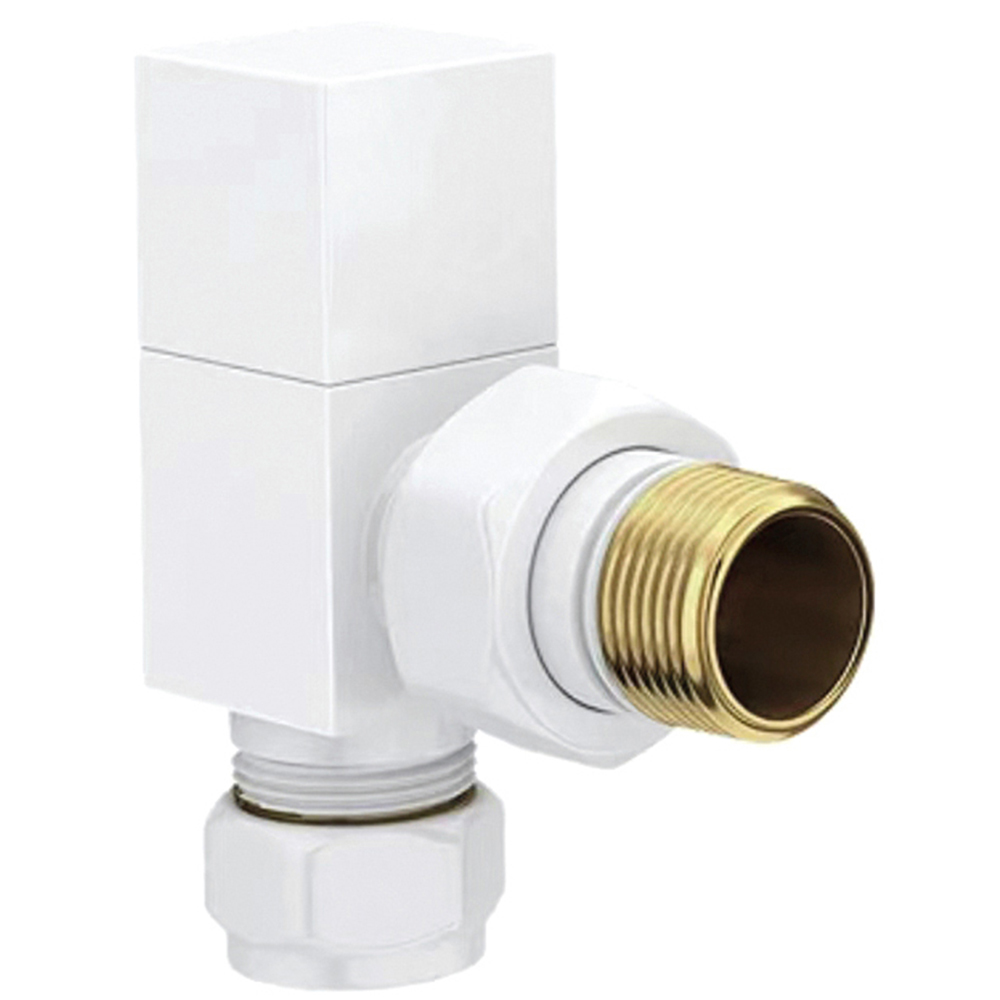 Towelrads White Square Angled Valve 15mm x 1/2inch 2 Pack Image 2