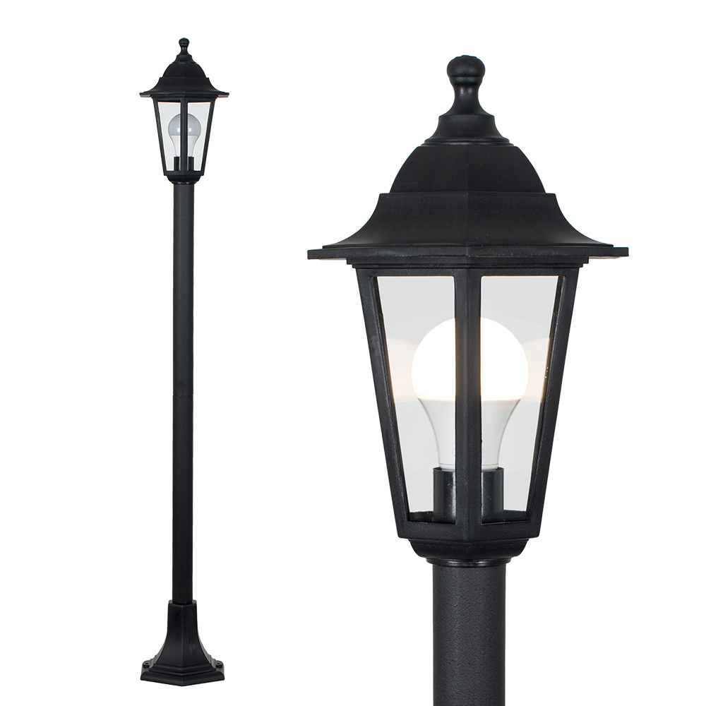 ValueLights Mayfair Set of 2 Black Warm White Bulb Bollard Lights Image 2
