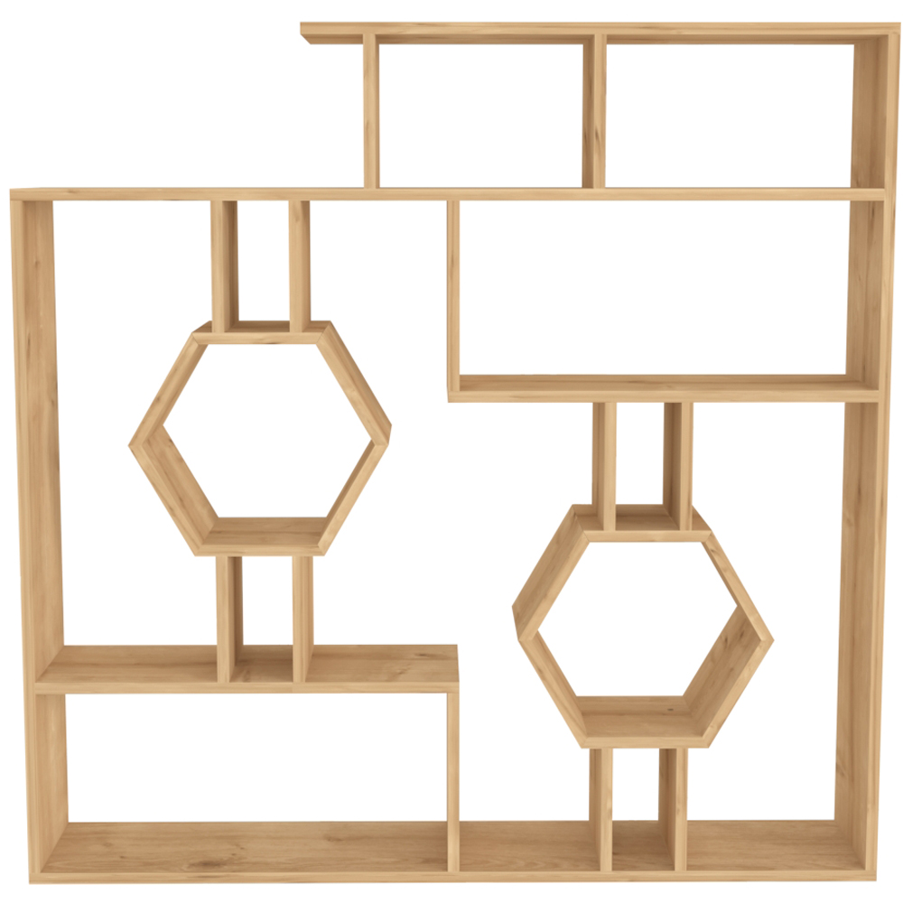 Decorotika Tamara 15 Shelf Sapphire Oak Geometric Bookcase Image 2