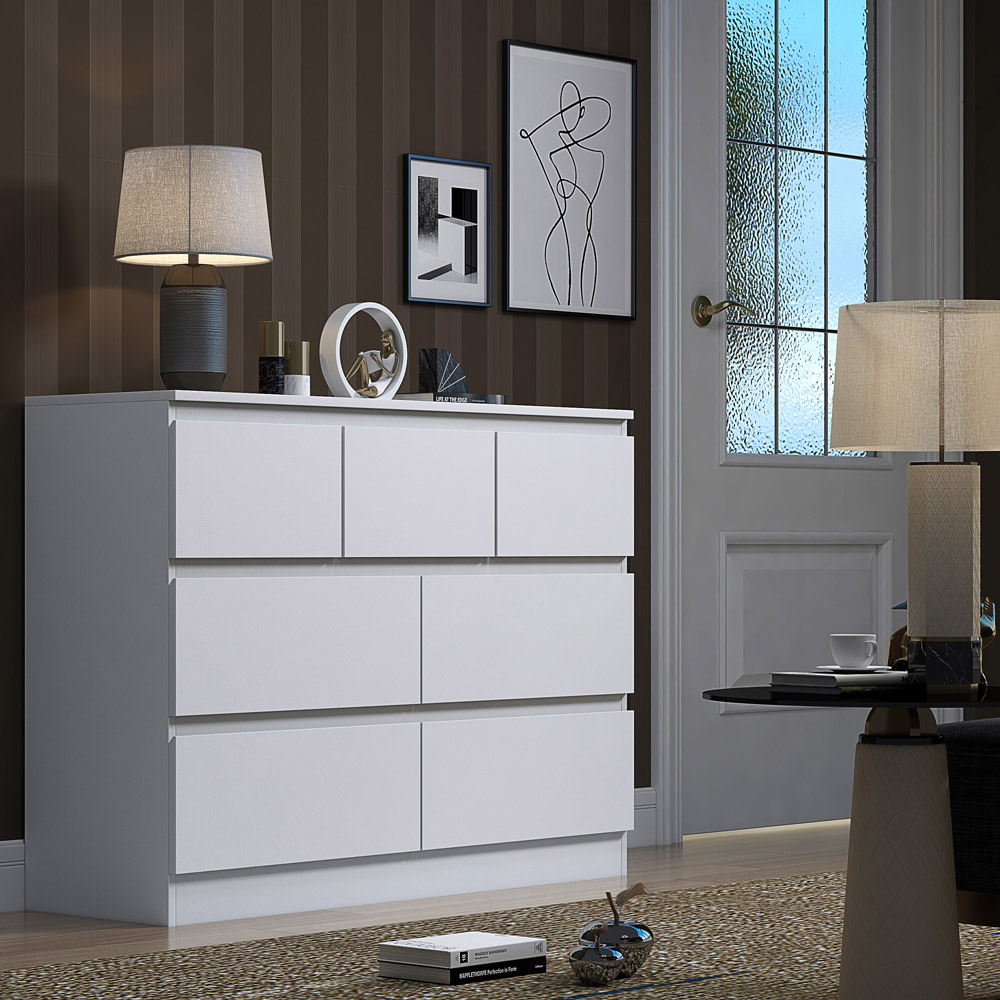 FWStyle Stora Merchant 7 Drawer Matt White Chest of Drawers Image 5