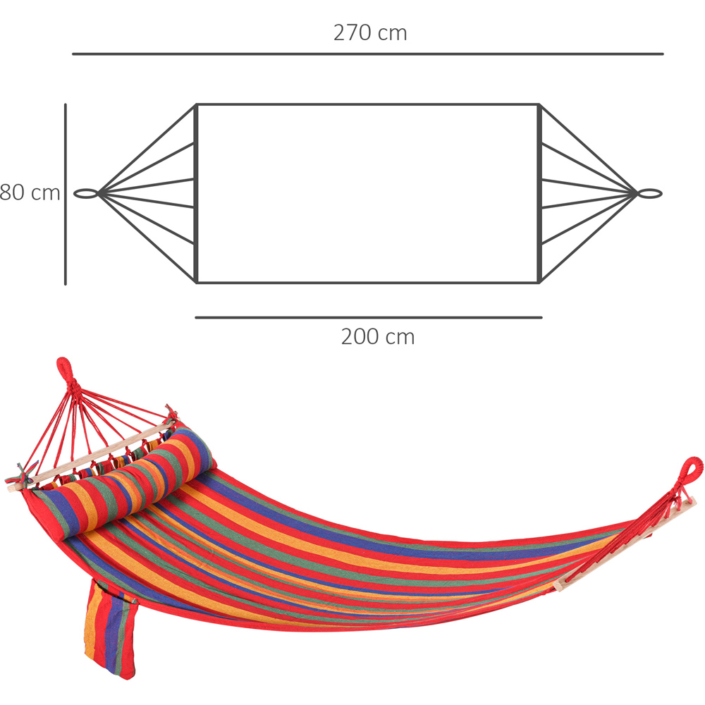 Outsunny Multicolour Hammock with Headrest Image 7