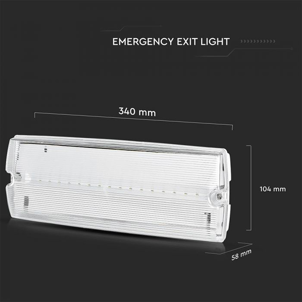 V-TAC 3W 6400K Cool White LED Emergency Bulkhead Exit Light Image 9