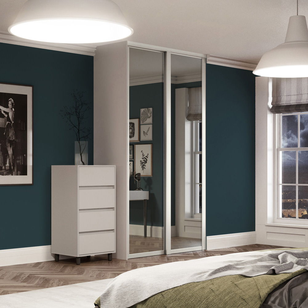 Spacepro Shaker 2 Door White Frame Mirror Sliding Wardrobe Kit 1753mm Image 2