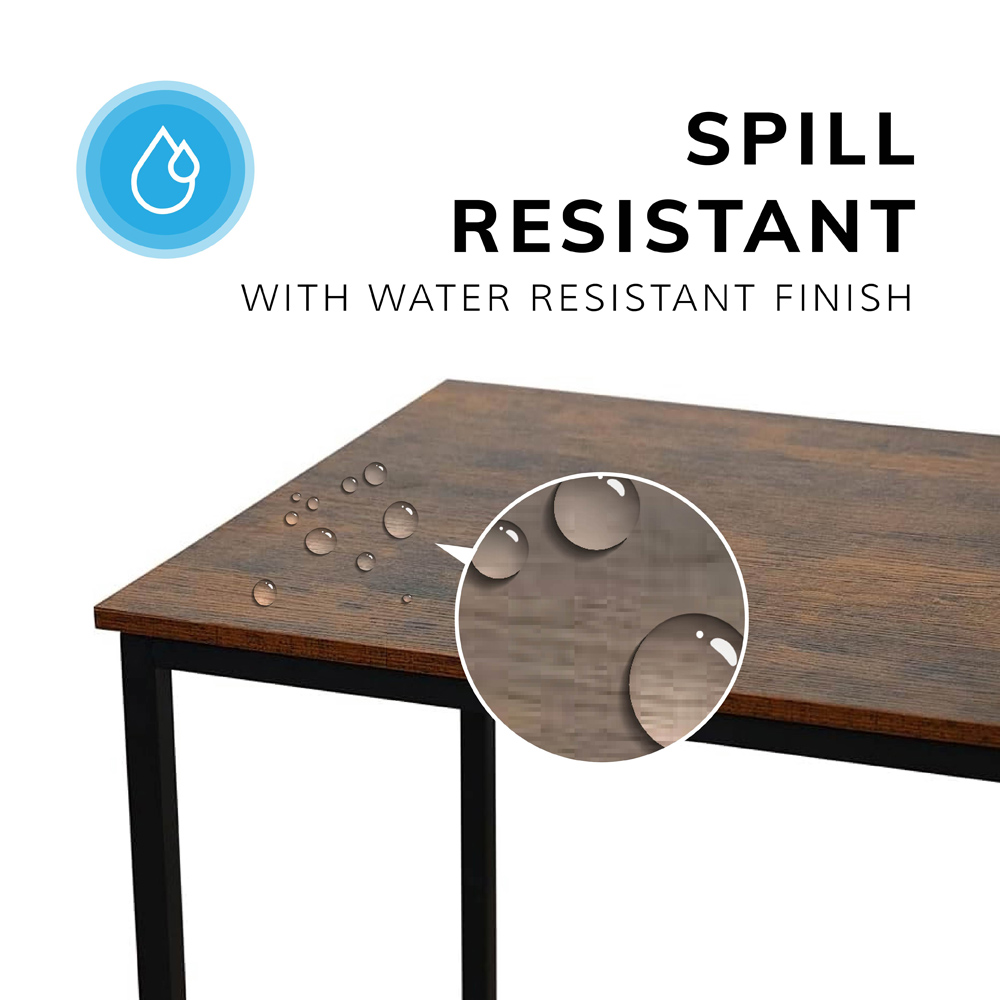 House of Home Computer Desk Rustic Dark Brown and Black Image 4