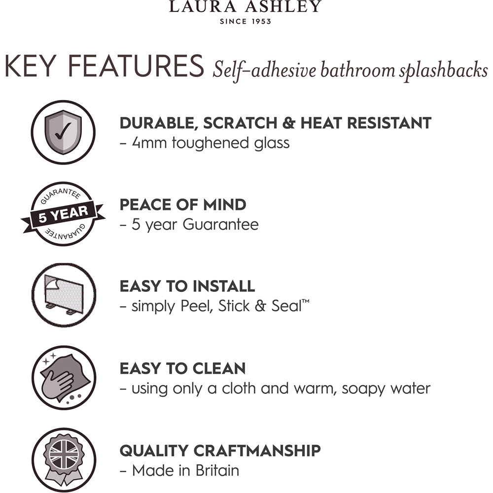 Laura Ashley Mr Jones Charcoal Bathroom Splashback 600 x 250mm Image 5