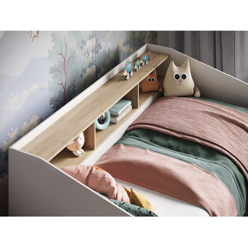 Flair Leni White and Oak 2 Drawer 3 Shelves Day Bed Image 3