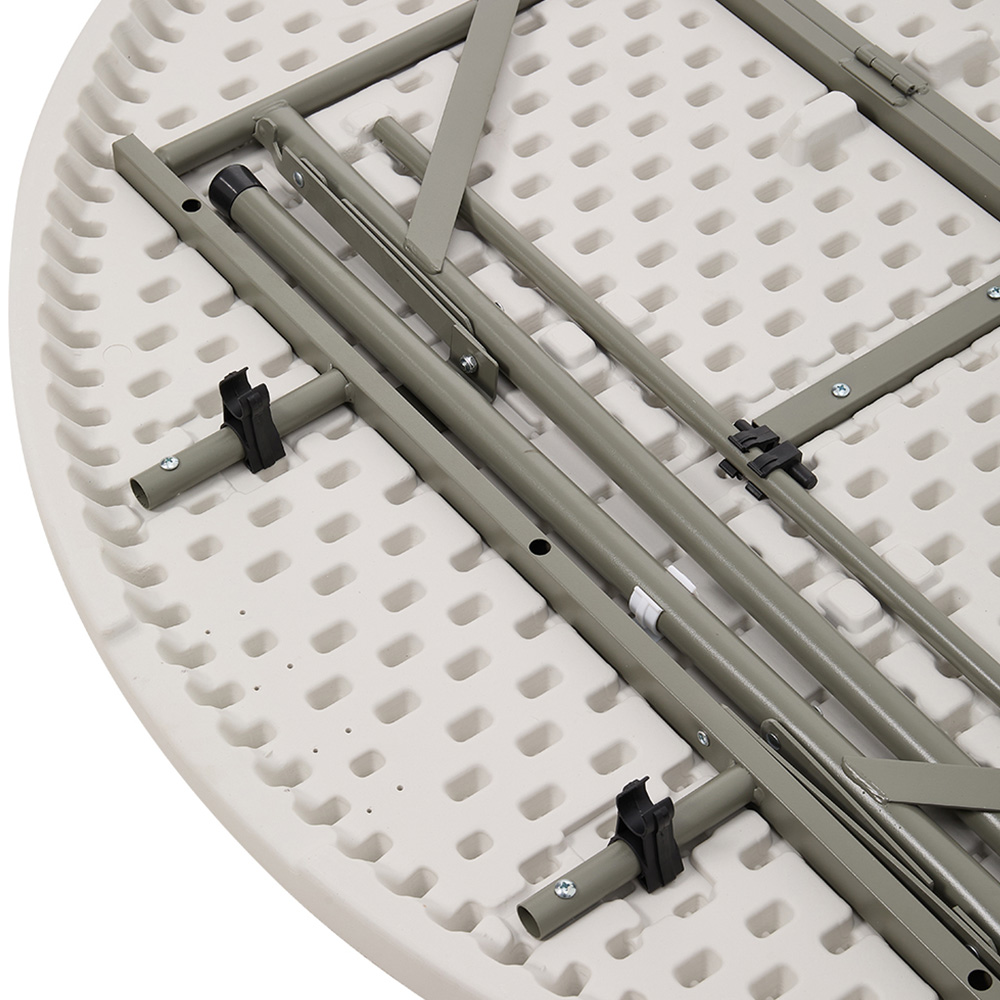 Living and Home White Outdoor Round Folding Camping Table with Handle Image 4