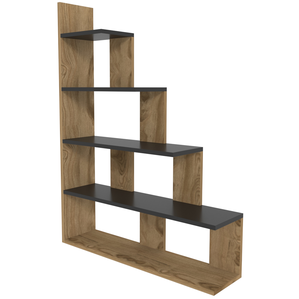 Decorotika Echo Modern 5 Shelf Oud and Black Ladder Bookcase Image 5