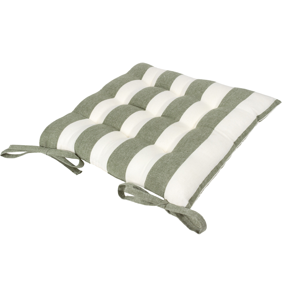 Yard Hayle Moss Striped Cotton Seat Pad 40 x 40cm 2 Pack Image 5