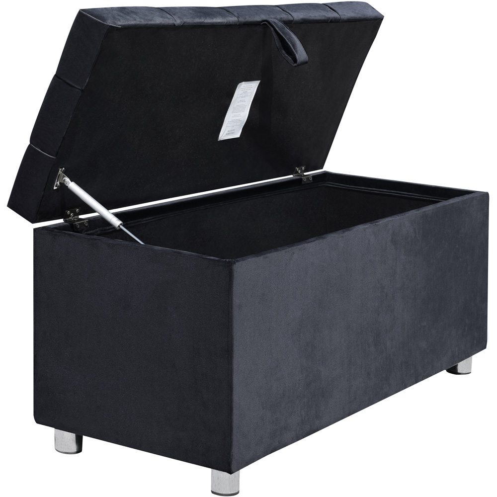 Brooklyn Grey Plush Velvet Ottoman Blanket Box Image 3