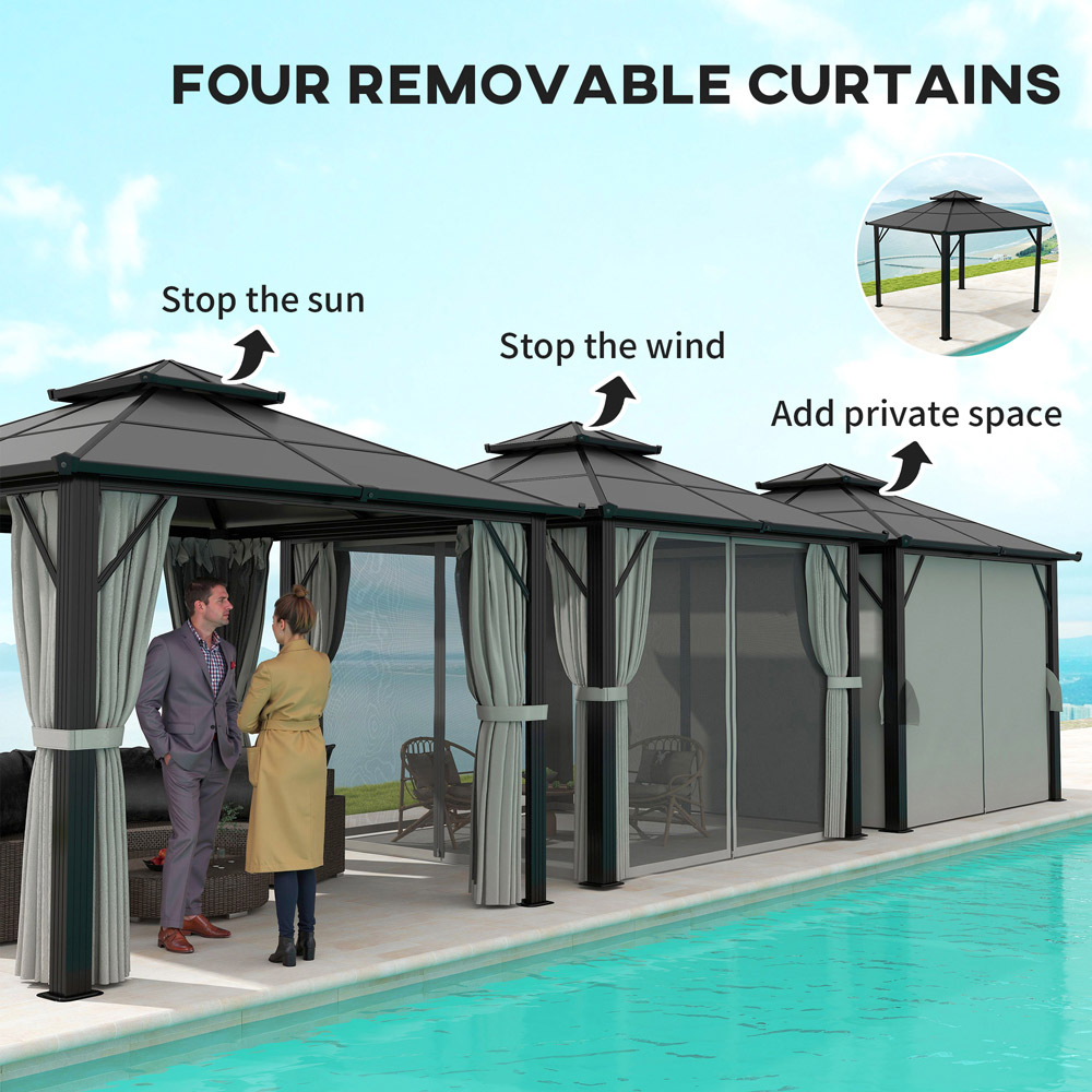 Outsunny 3 x 3m Grey Aluminium Frame Polycarbonate Hard Top Gazebo Image 7