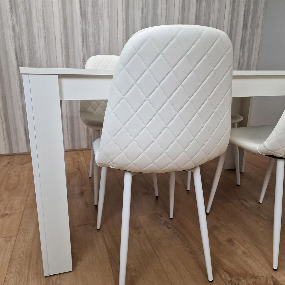 Portland Leather and Wood 4 Seater Dining Set White Black and White Image 5