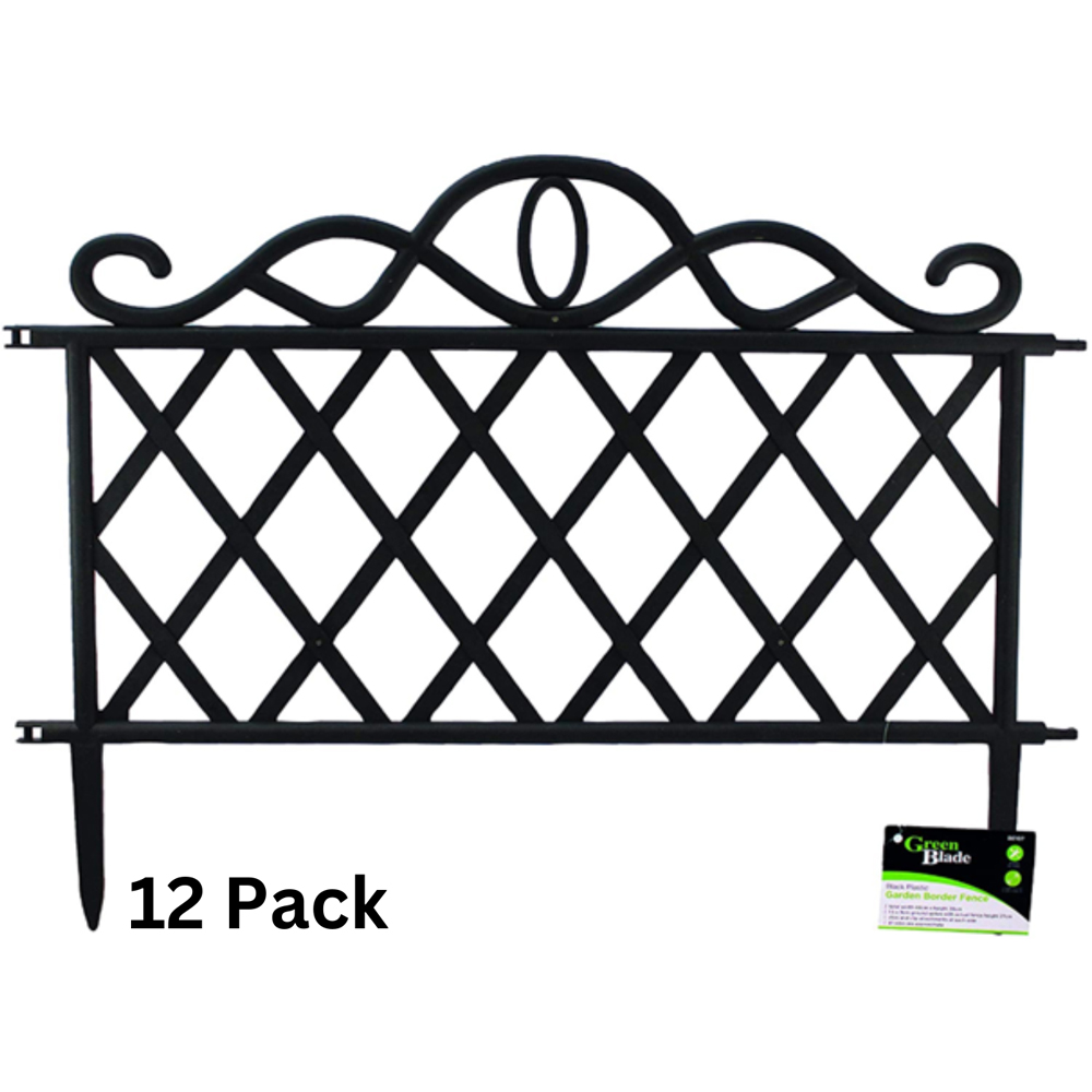 Samuel Alexander 47 x 27cm 12 Pack Black Plastic Border Fence Edging Image 2