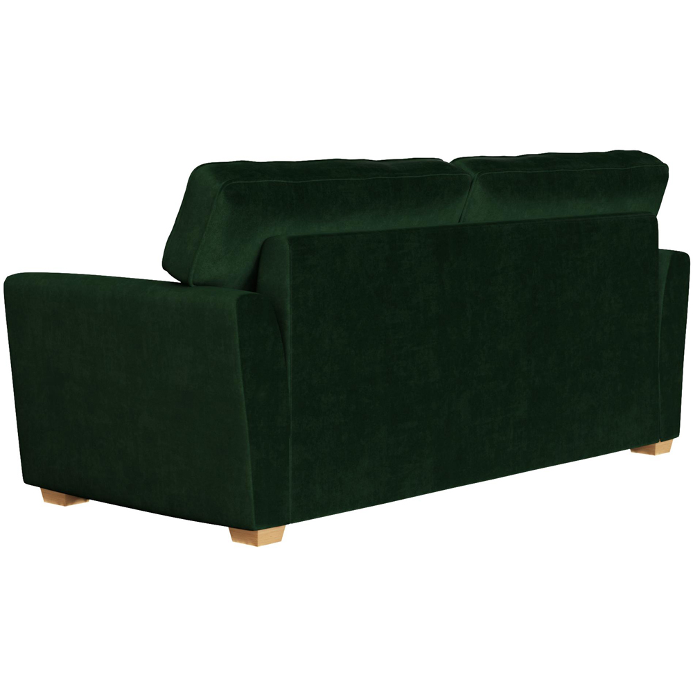 Wendleberry 3 Seater Forest Green Plush Velvet Fixed Back Sofa Image 4