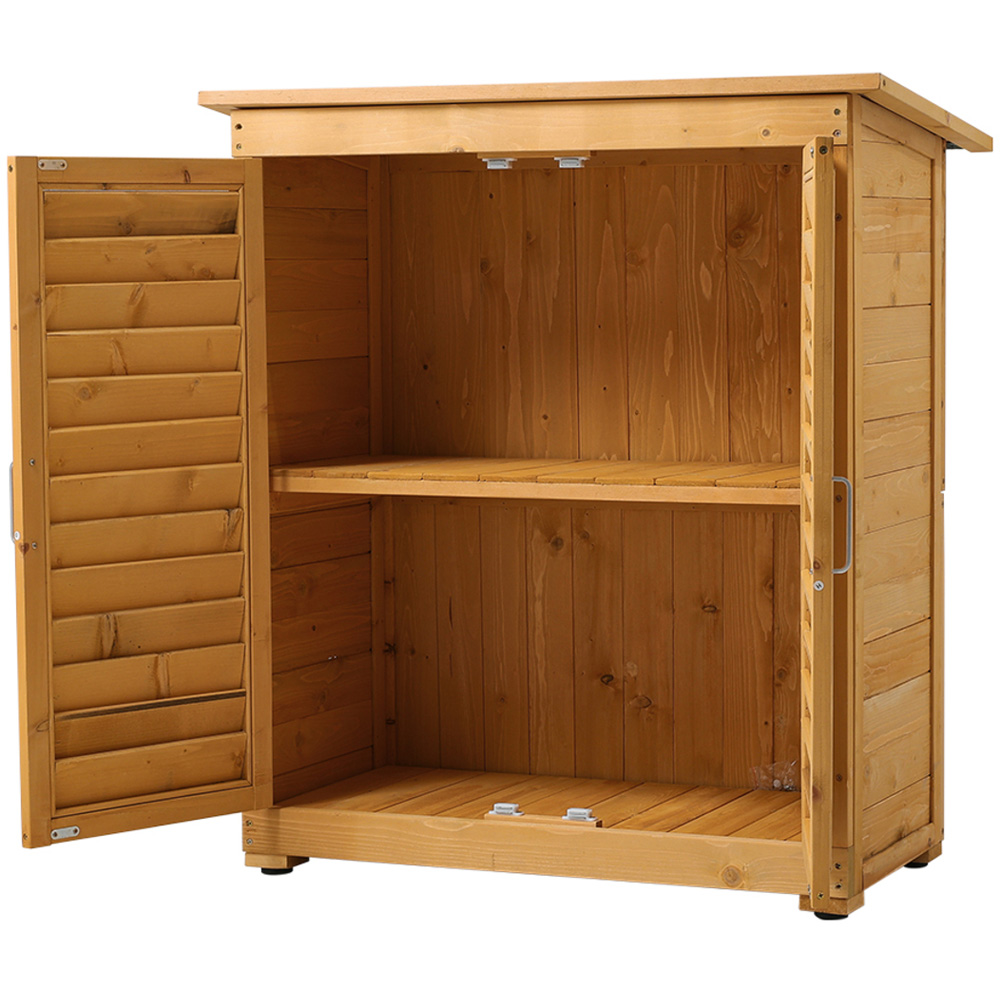 Living and Home 3 x 1.5ft Light Yellow Solid Wood Garden Tool Shed Image 4