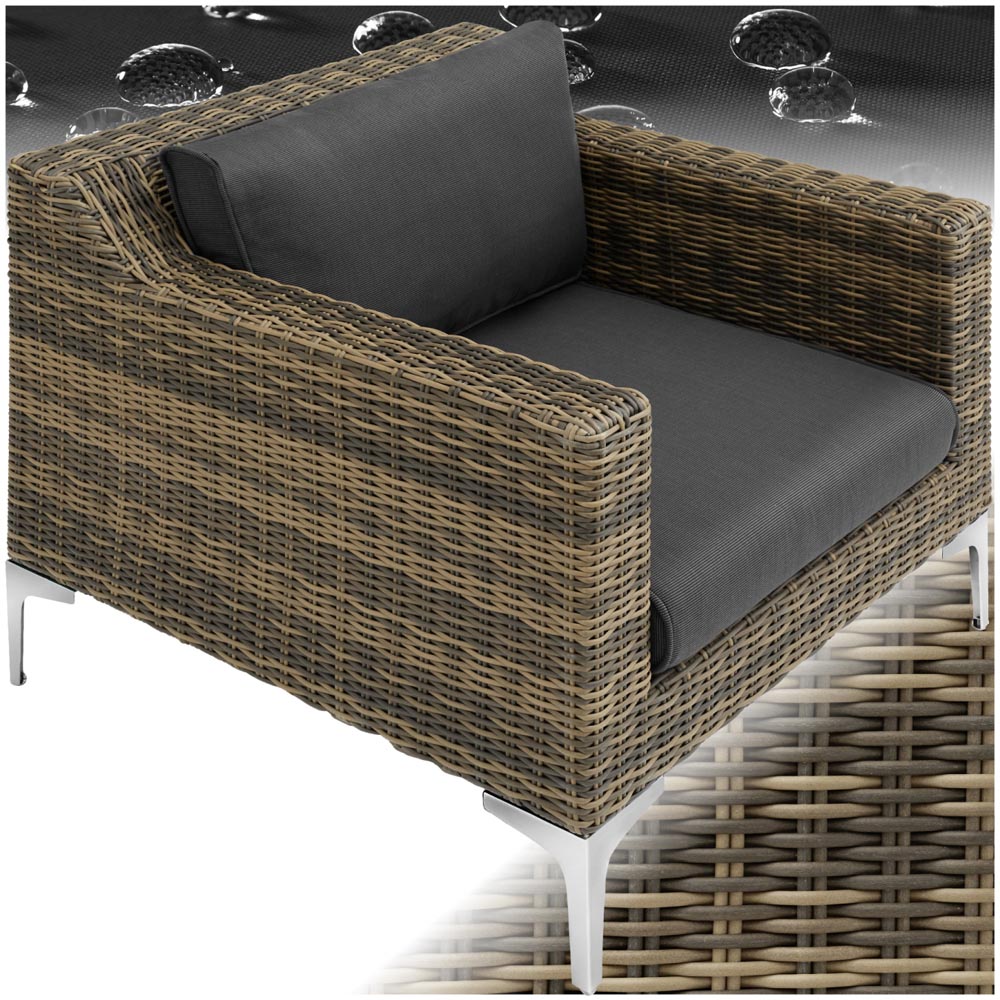 tectake Villanova Rattan Garden Armchair with Cushion Image 2