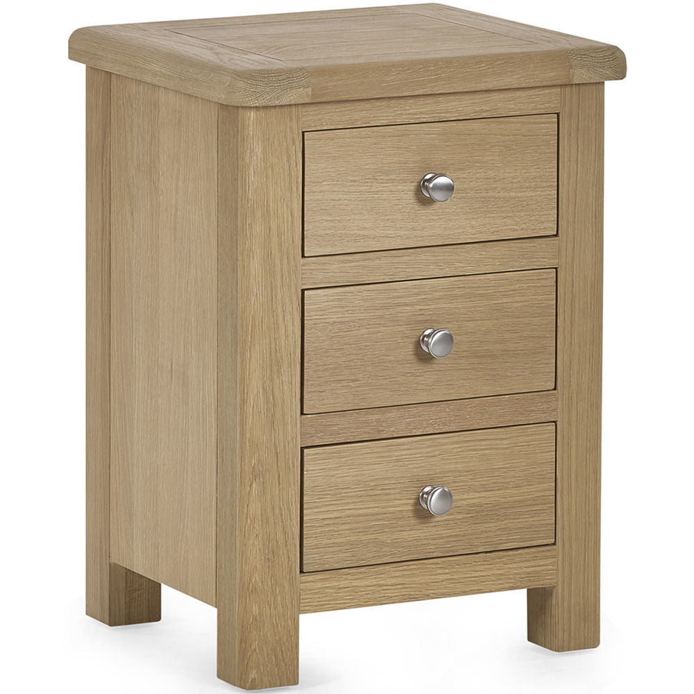 Julian Bowen Memphis 3 Drawer Limed Oak Bedside Table Image 2