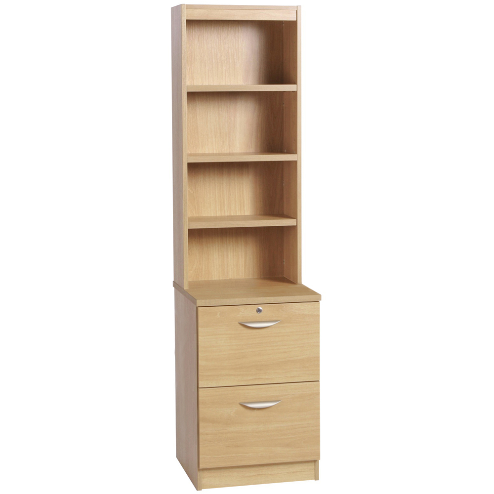 R White Cabinets 2 Drawer 4 Shelf Brown Filing Cabinet with Hutch Image 2