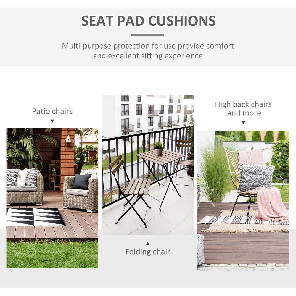 Outsunny Dark Grey Garden Chair Cushion with Ties 45 x 45cm 2 Pack Image 6