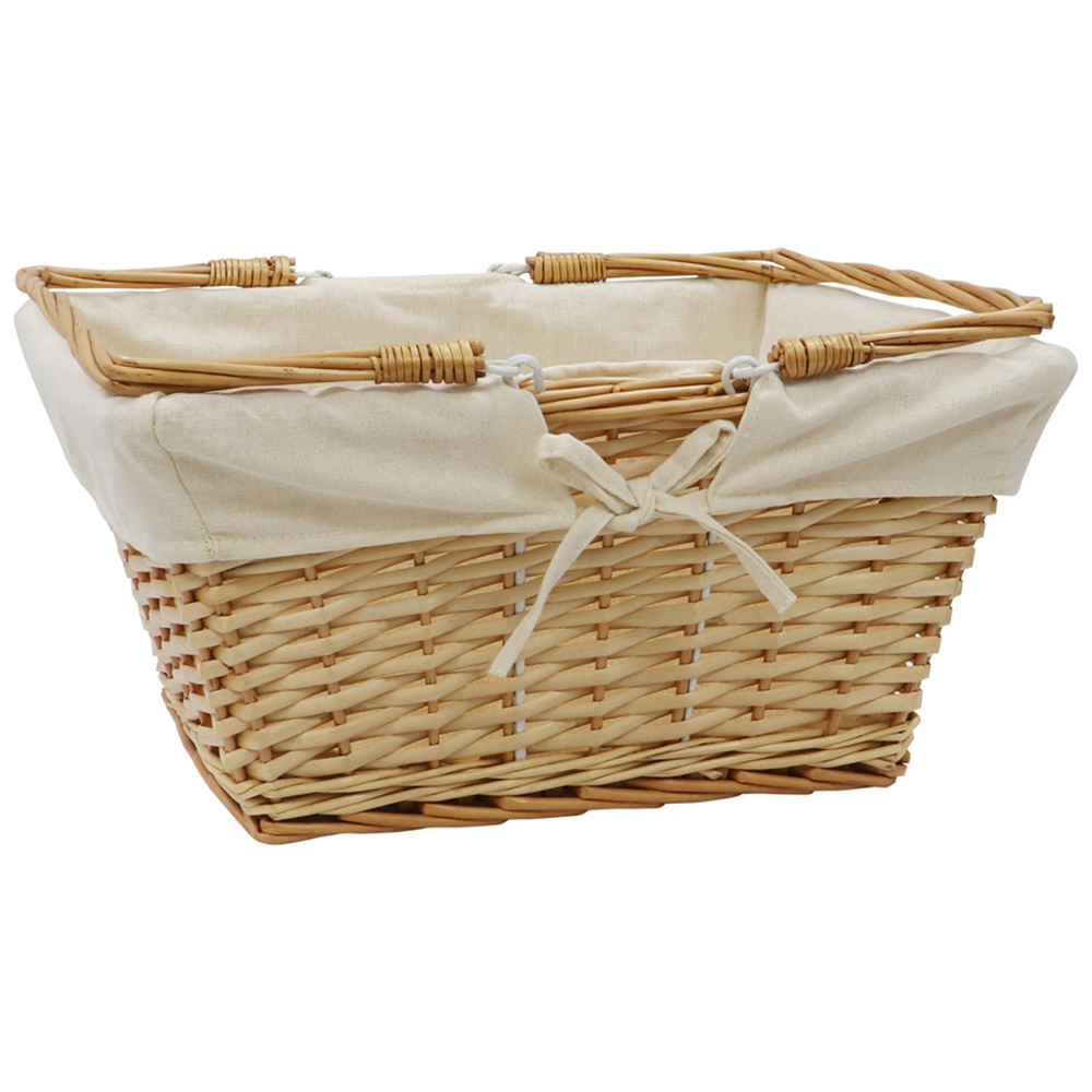 JVL 20L Acacia Honey Rectangular Willow Shopping Basket with Handles Image 3