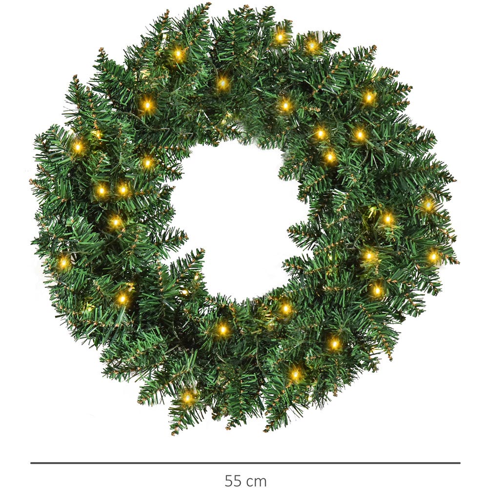 Everglow Green Christmas Wreath with LED Lights 55cm Image 7