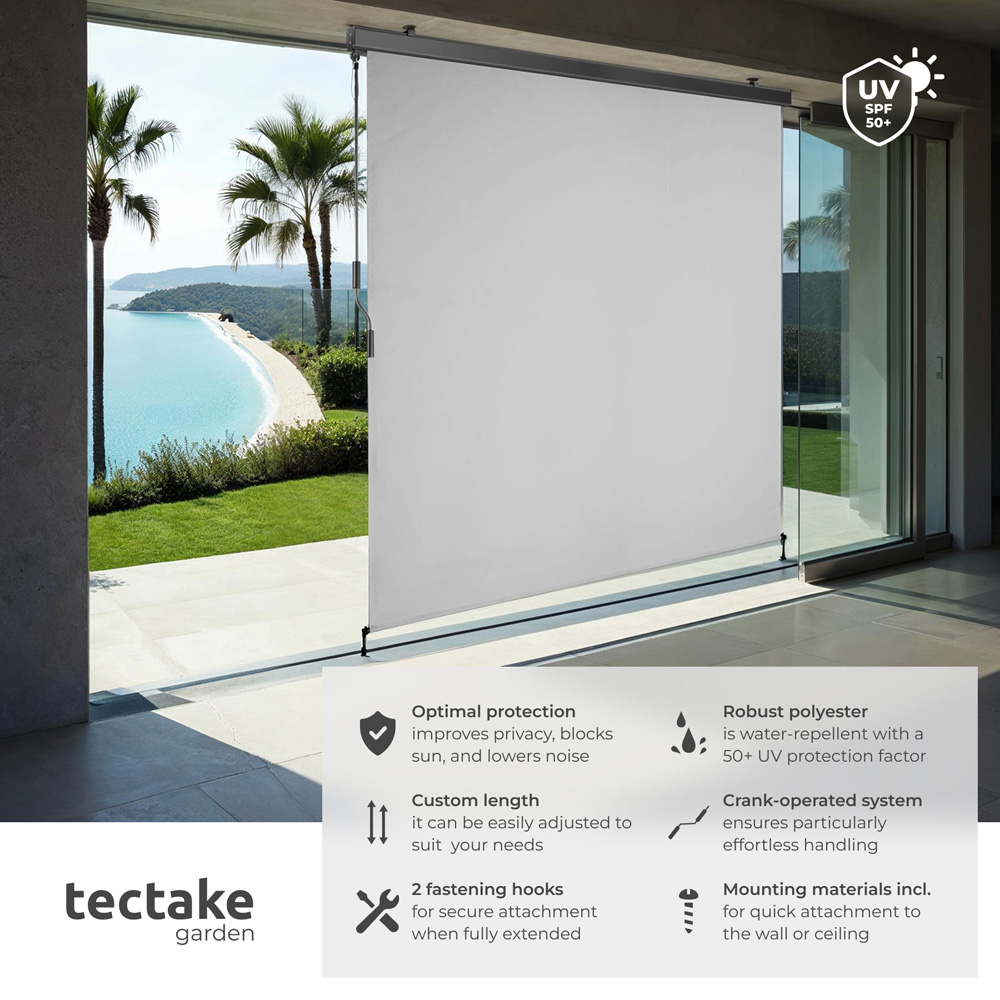 tectake Eloise Light Grey Vertical Awning with 2 Wall Bracket Image 4