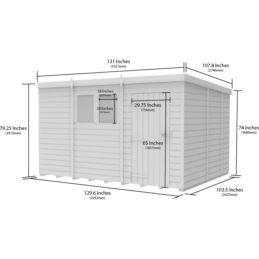 Foreverspaces 11 x 9ft Composite Board Pent Garden Shed Image 3