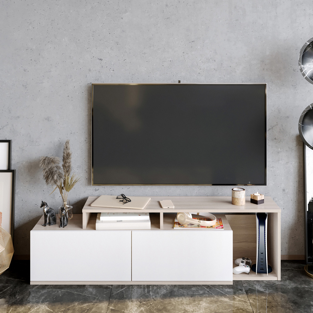 Decorotika Nexera 2 Door Cordoba and White Wide TV Stand Image 5