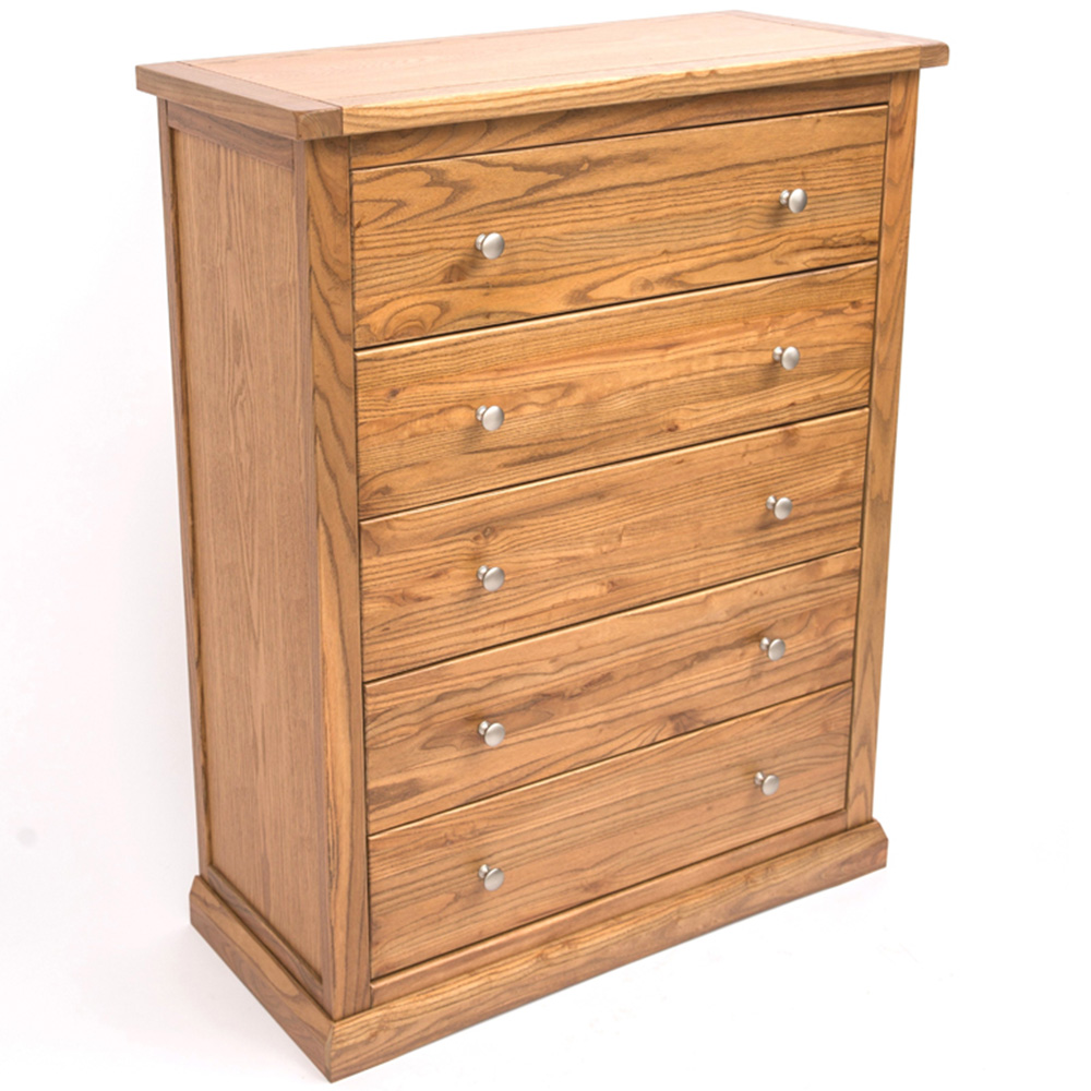 Cabinet Bits Salerno 5 Drawer Brown Chrome Knob Chest of Drawers Image 4