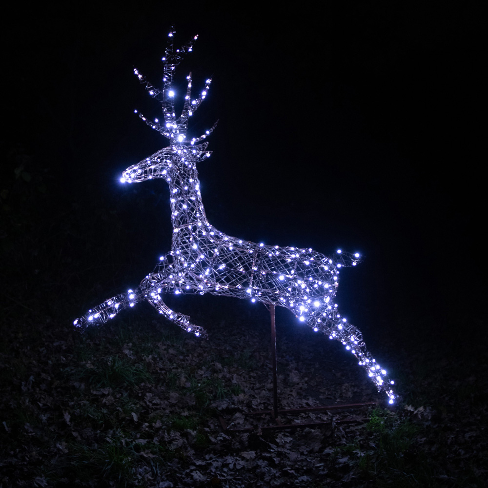 The Christmas Centre 330 LED Brown Weave Light-Up Flying Stag Reindeer 5ft Image 2