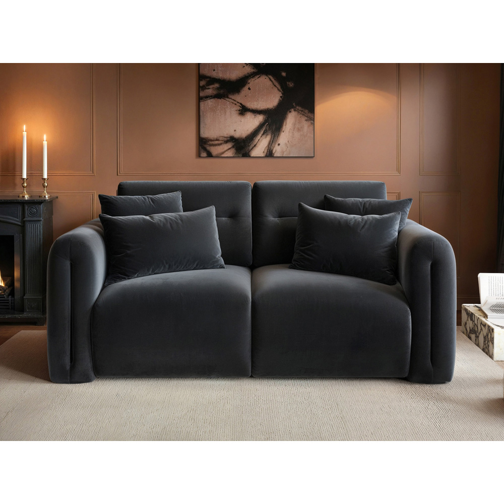Solace+Co Mabel 2 Seater Grey Velvet Sofa Image 5