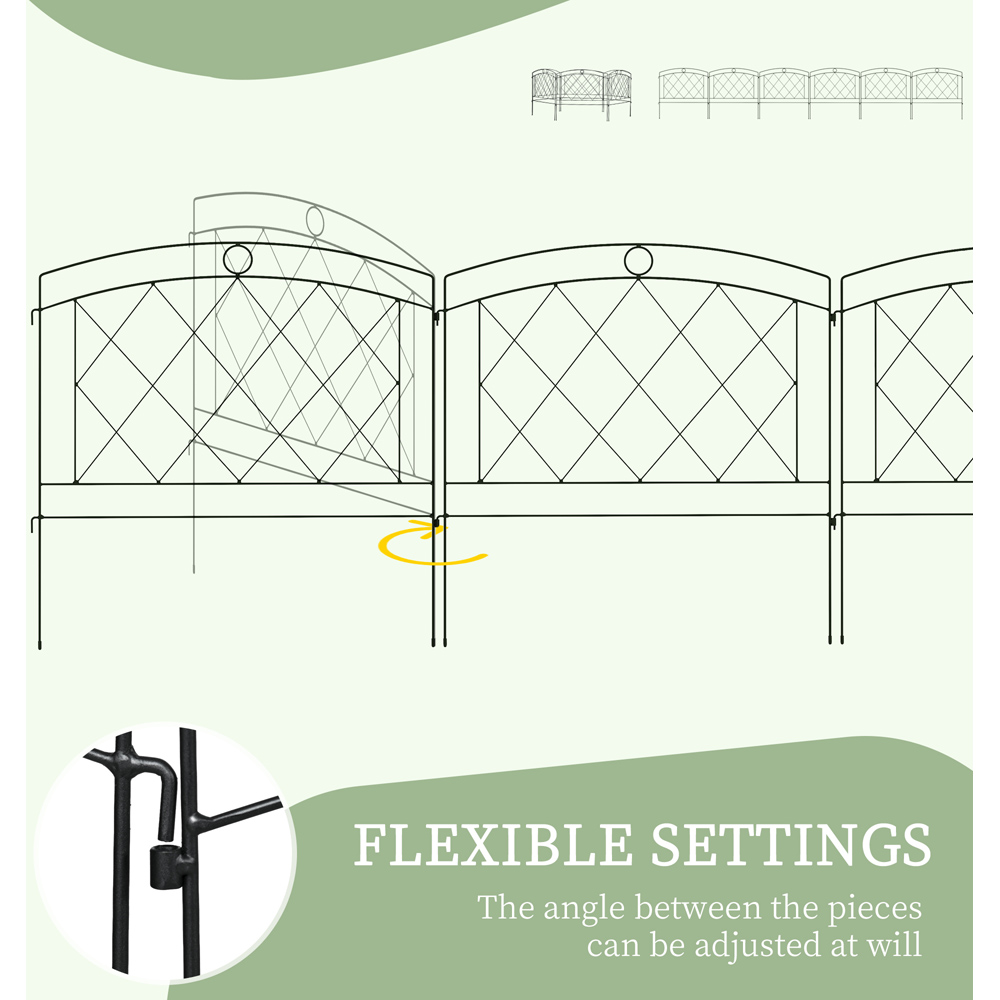 Outsunny Black Metal 2 x 2ft 6 Pack Decorative Garden Fence Panel Image 5