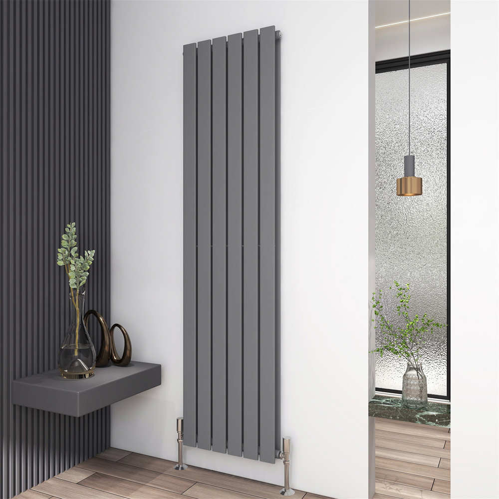 Anthracite 6663 BTU Double Flat Panel Vertical Column Radiator 1800 x 408mm Image 2