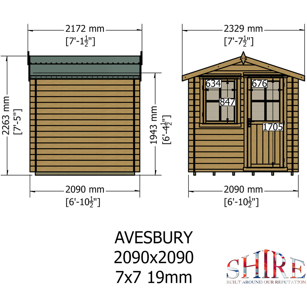 Shire Avesbury 7 x 7ft Wooden Log Cabin Image 7