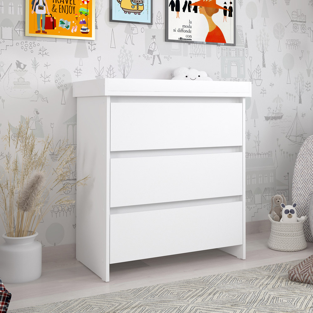 Kudl 3 Drawer White Baby Changing Table Image 7