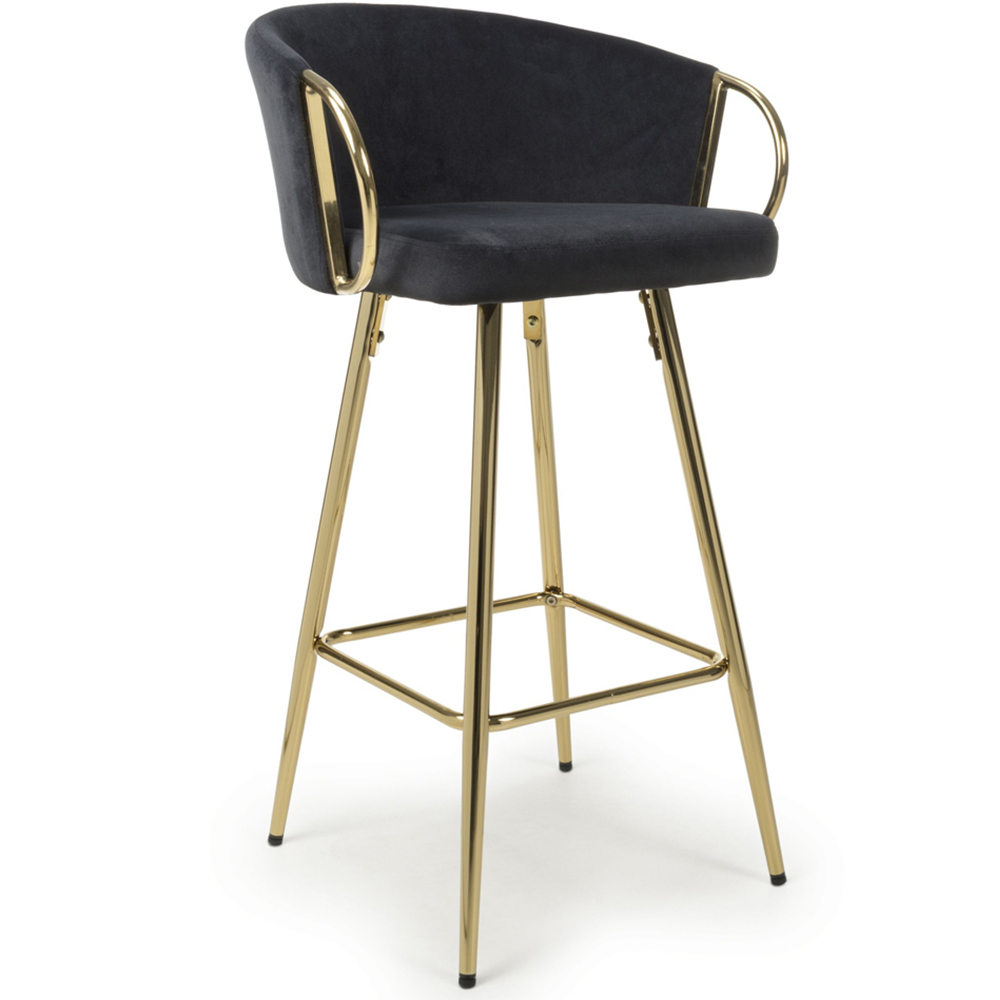 Shankar Volero Black Brushed Velvet Bar Stool Image 2