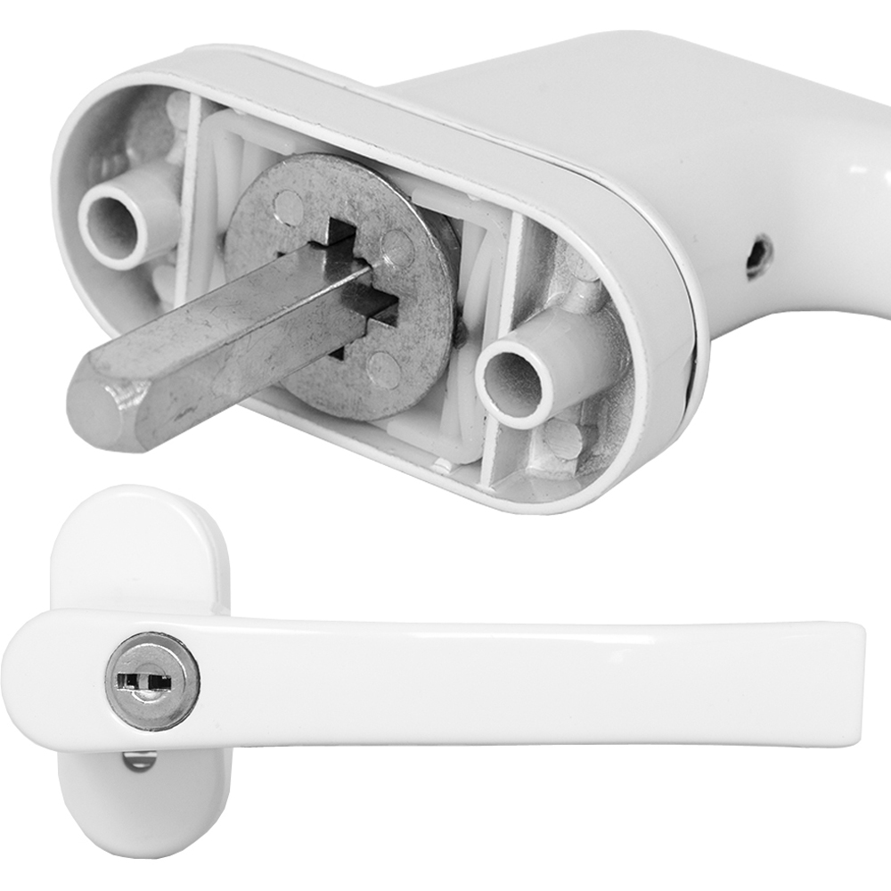 tectake White Lockable Window Handle 2 Pack Image 2
