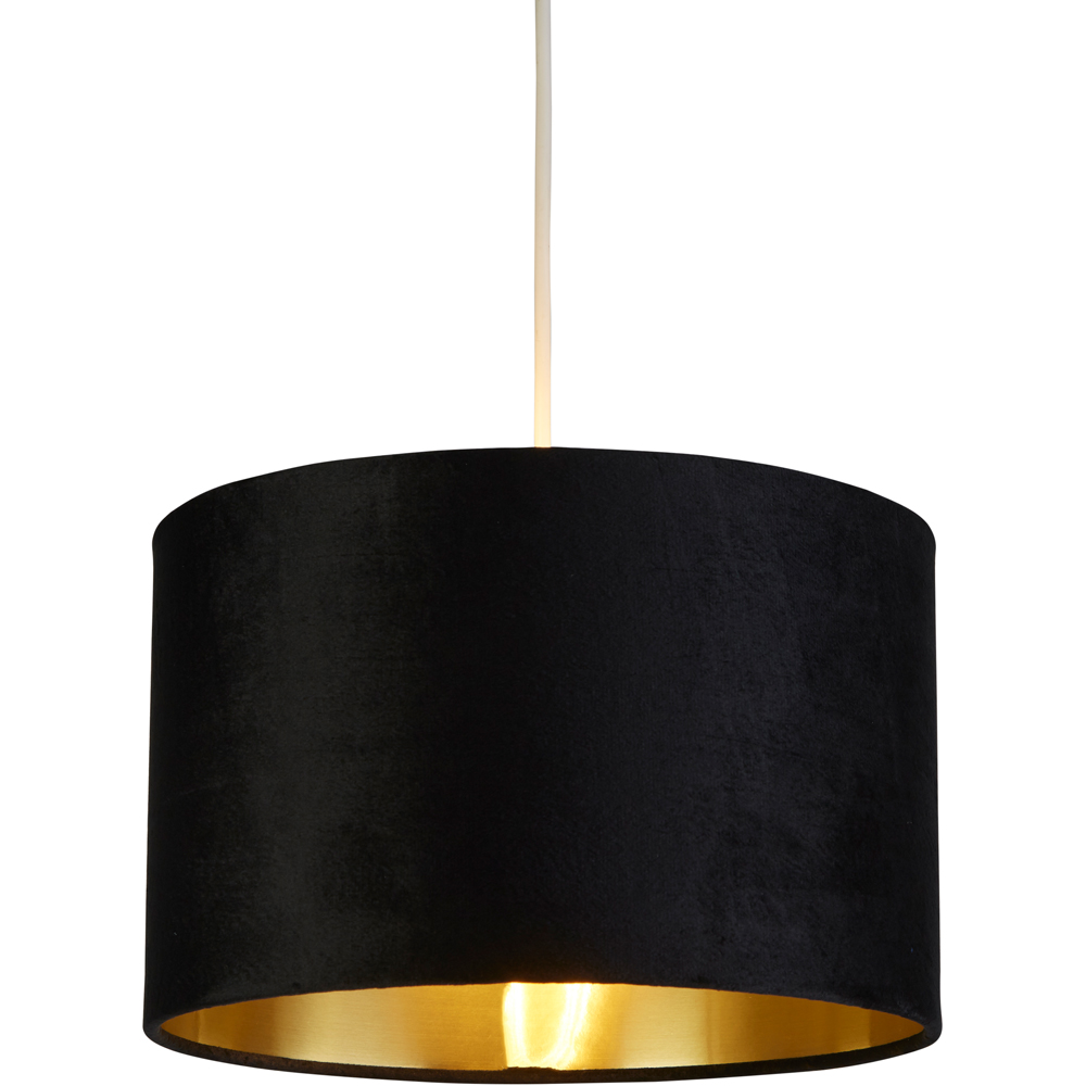 Lighting Collection Black Velvet Brushed Gold Inner Drum Shade Image 3