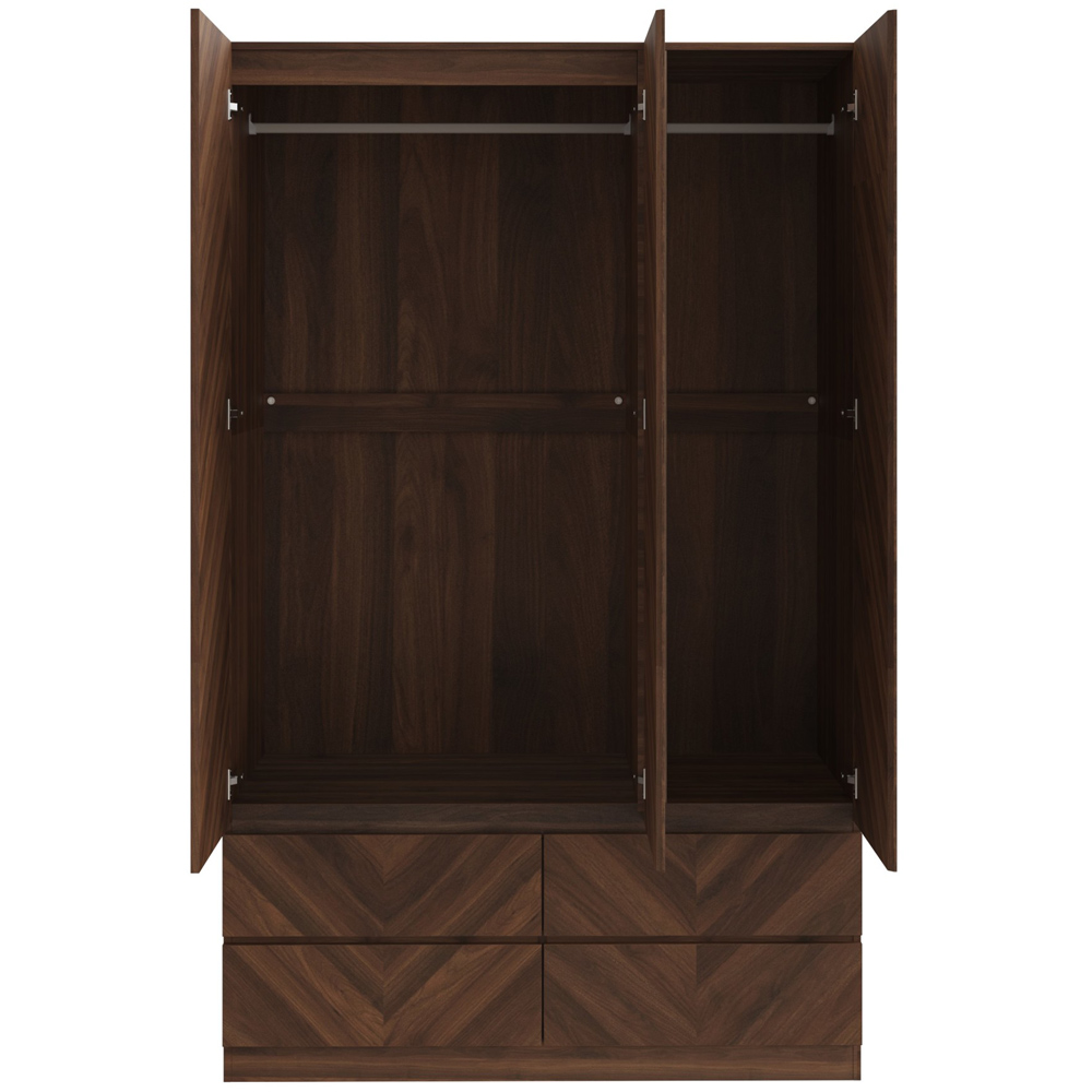 GFW Catania 3 Door 4 Drawer Royal Walnut Wood Wardrobe Image 3