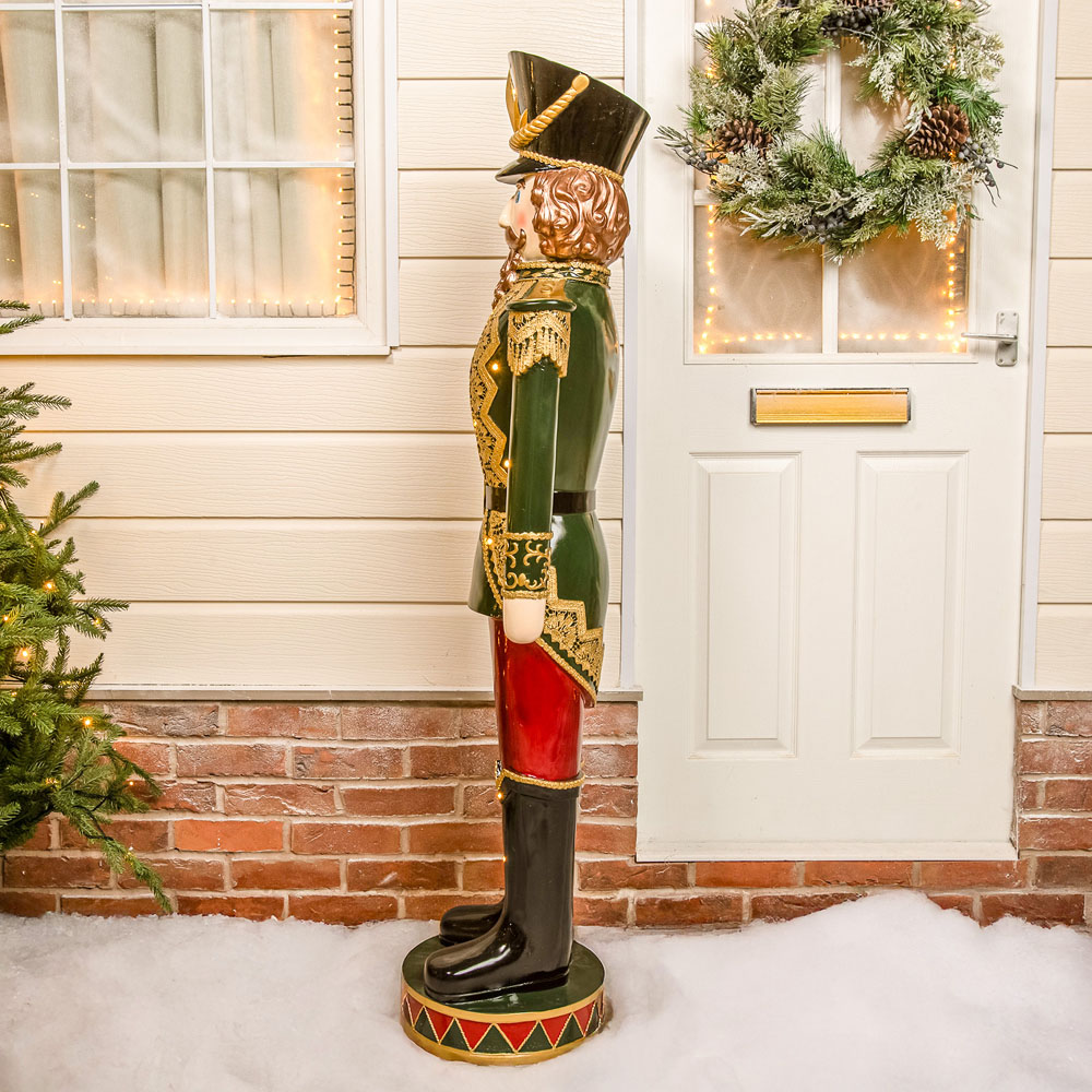 The Christmas Centre Dark Green Red and Black LED Lights Traditional Nutcracker Soldier 5ft Image 7