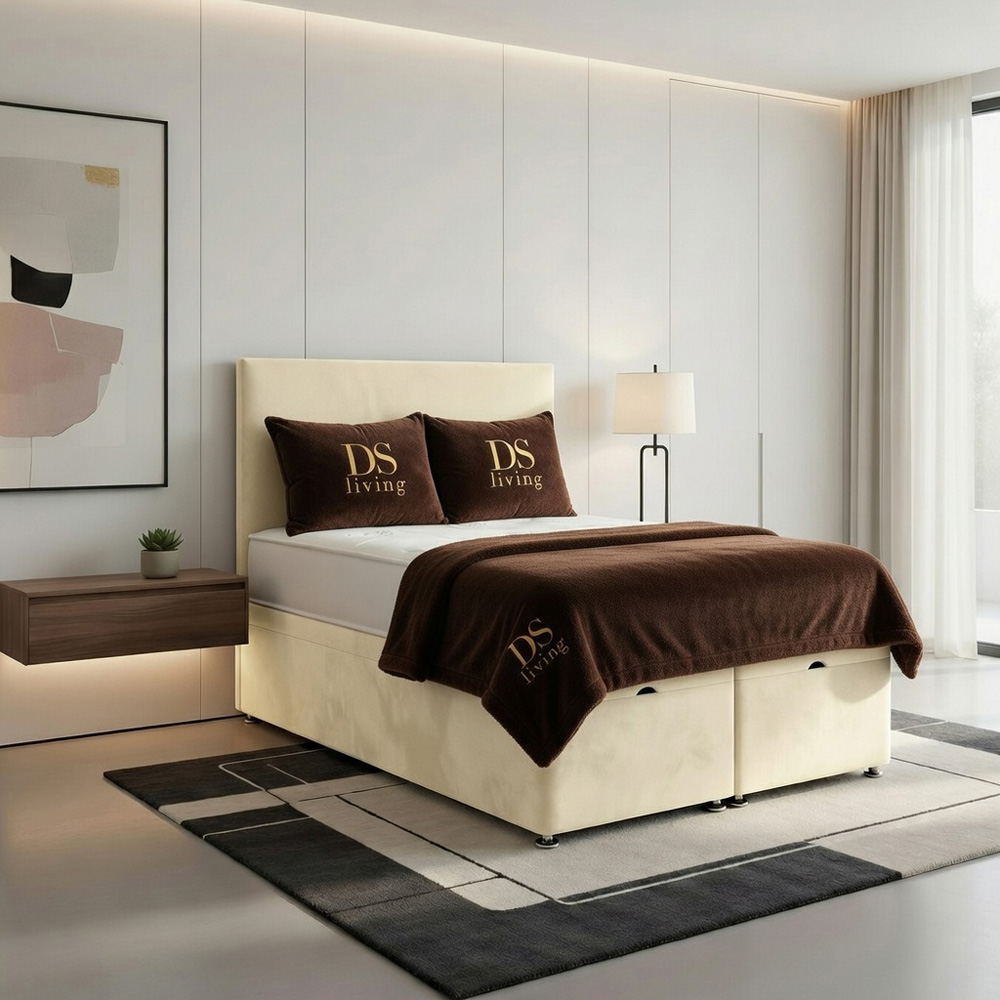 DS Living Prima Double Cream Plush Divan Bed Image 4